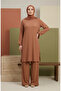 Bürümcük Fabric Tunic Pants Hijab Double Set 0571-06 Milky Brown - 2