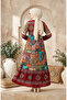 Viscose Fabric Patterned Hijab Dress 5592-03 Claret Red - 5