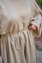 Women's Sleeve-Cape Detail Waist-Tie Loose Trousers Stone - 5