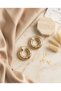Women's Earrings 316L Steel Gold Color Bamboo Model Hoop Jewelry Accessory - 4