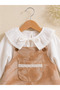 Girl's Floral Patterned Shirt Dress Set – Stylish Combination with Collared Long Sleeve Blouse and Lace Detail - 6