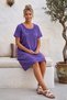 Purple Lace Collar Short Sleeve Lined Skirt Embroidered Casual Cotton Woven Dress 102 55 - 3