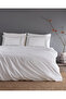 Linda Family Size 100% Cotton Embroidered Seersucker Bedding Set - White/Grey