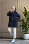 6406 - Comfortable Zippered Pocket Hooded Long Cap with Hood Detail - 2