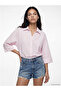 Pink Striped Oversize Poplin Women's Shirt - 7