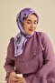 Twill Silk Scarf Floral Pattern Soft Lilac 90X90 - 2