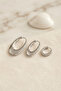 Silver Color Oval Hoop Model Zircon Stone 3-Piece Earring Set - 2