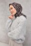 Cotton Polyester Soft Scarf Brown-Black Floral Patterned Non-Slip Textured 90X90