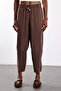 Brown Elastic Waist Carrot Cut Trousers 581175 - 6