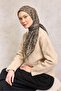 Cotton Polyester Soft Scarf Milk Coffee Floral Patterned Non-Slip Textured 90X90 - 2