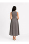 Gabardine Fabric Sleeveless Drop Collar Button Detailed Midi Dress - 4