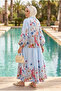 Women's Lavin Floral Patterned Hijab Dress – Summer Layered Long Model (Unlined)