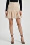 Women Textured Mini Skirts, Beige
