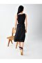 Black 100% Linen Sleeveless Midi Dress with Waist Detail - 6