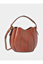 Brown Faux Leather Bucket Bag With Pouch - 5