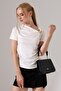 Women's Modal Brooch Detailed Draped Short Sleeve Blouse - 6
