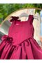 Girl's Burgundy Balloon Model Flower Detailed Birthday Evening Dress - 7