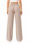 Women's Beige Muslin Fabric Elastic Waist Lace-Up Wide Leg Relaxed Fit Summer Trousers - 3