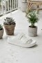 Comfortable Buckle Detailed Women's Beach and Pool Slippers Ecru - 4