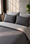 Silent Gray 100% Cotton Embroidered 6 Piece Double Duvet Cover Set - 3