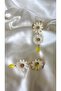 Women's Gold Detailed Daisy Model Long Dangle Earrings - 3