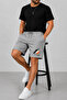 Men's Gray Above-Knee Combed Cotton Shorts & Bermuda Capri Summer Cotton Slim Fit - 2