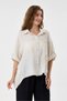 Women's Beige Italian 100% Linen Low Sleeve Oversize Linen Shirt Size 38 - 44