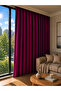 Dark Blackout Plum Purple Blackout Background Curtain Sunlight-Proof Non-Pleated Single Panel Tulle Curtain Rustic - 2
