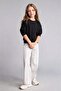 Cotton Wide Leg Light Gray Melange Trousers Girls I3104A826Au - 2