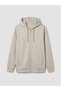 Ozmarka New Season Beige Hooded Men's Zippered Sweatshirt - 4