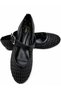 Women's Black Woven Mary Jane Ballet Flats with Buckle Strap – Lightweight Casual Shoes - 2