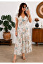 Patterned Viscose Fabric Relaxed Fit Bohemian Style Dress