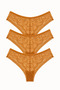 New Season Premium Full Lace Brazilian Panties Mustard Color 3-Piece Pack - 3