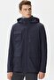 Hooded Outdoor Men's Jacket Navy Men's Coat with Removable Quilted Vest Navy Blue