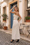 Women's Polka Dot White Strappy Crop Skirt Set - 6
