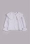 Girls' White Shirt with Large Collar Detail, Long Sleeve Cotton Shirt, Ages 6-11