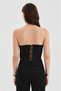 Women's Design Corset with Covered Bust Part and Underwire Metal Buckle Detail - 2