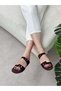 Black Suede (Odella) Double Buckle Women's Slippers - 2
