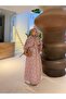 Women's Ethnic Patterned Shawl Collar Long Hijab Dress