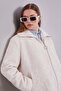 Ecru Sequin Pattern Midi Coat - 6