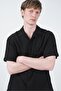 Pocketed Short Sleeve Black Linen Shirt - 4