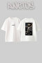 Oriental Hali Mim Letter Design Back Printed Cotton White Oversize T-Shirt