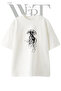 Stylized Jellyfish Design Printed Unisex White Oversize T-Shirt