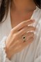 Rectangular Cut Green Zircon Stone Luxury Ring - Adjustable (Gold Color) - 2
