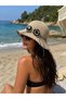 Straw Beach Hat with Flower Detail