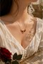 Steel Necklace with Flame- Winged Hawk Figure (Gold Color) - 2