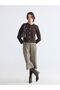 Lcwaikiki Classic Brown Crew Neck Women's Knitwear Cardigan - 2