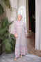 Powder Half Buttoned Sleeves Elastic Skirt Layered Viscose Dress - 2