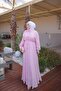 Pink Patterned Dress with Waist Tie - 2