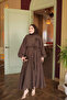 Brown Shawl Detailed Skirt Suit - 2